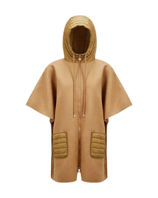 Moncler Brown Drawstring Hooded Cape
