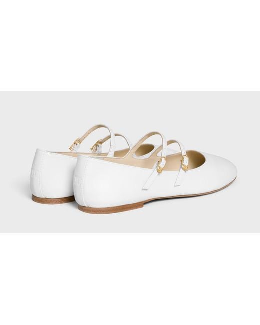 Céline White Les Ballerines Double Strap