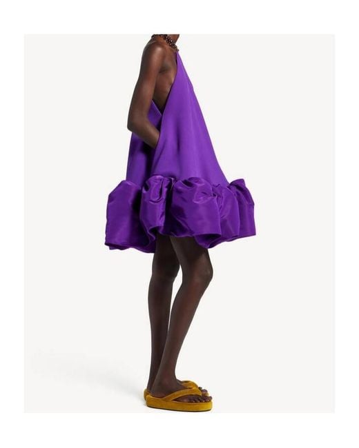 Balenciaga Purple Halter Balloon Mini Dress