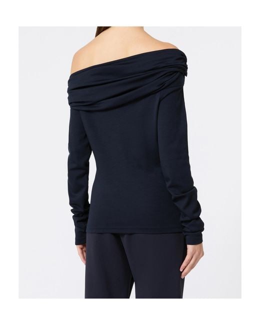 Max Mara Black Off-The-Shoulder Long-Sleeve Top