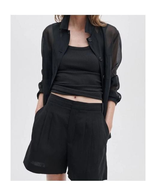 Rag & Bone Black Tailored Pleated Shorts