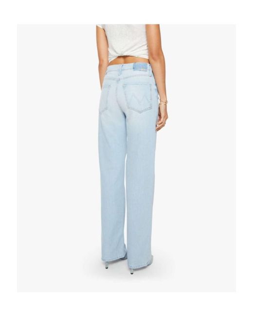 Mother Blue High-Waisted Wide-Leg Jeans