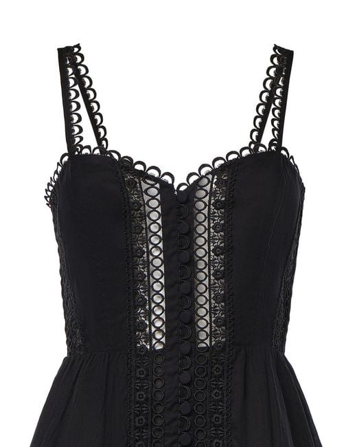 Charo Ruiz Black Ibiza Lace-Trim Ruffled Dress