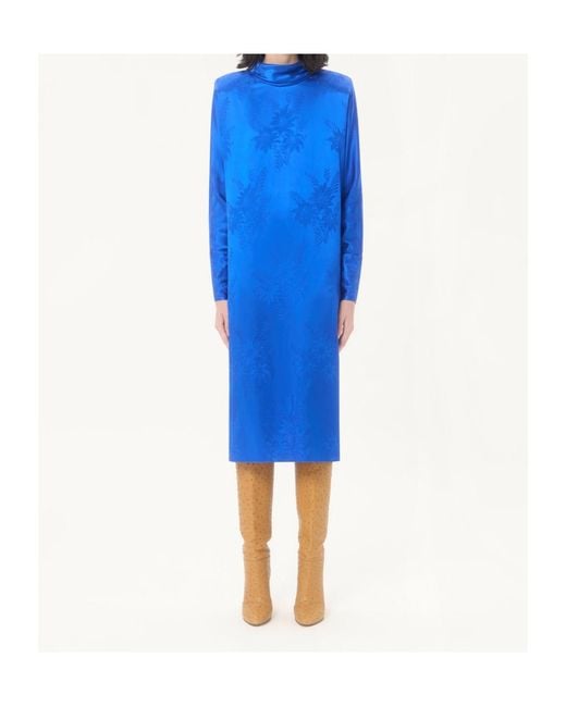 Valentino Blue Floral Jacquard Midi Dress