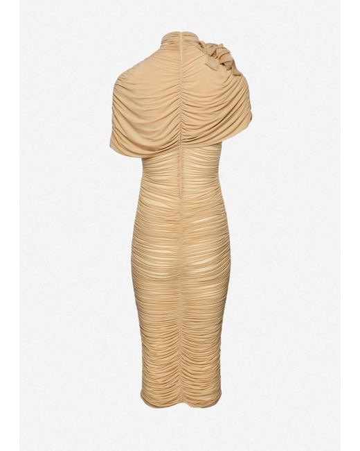 Magda Butrym Natural Draped Cape-Effect Midi Dress