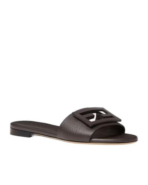 Fendi Brown Baguette Slides