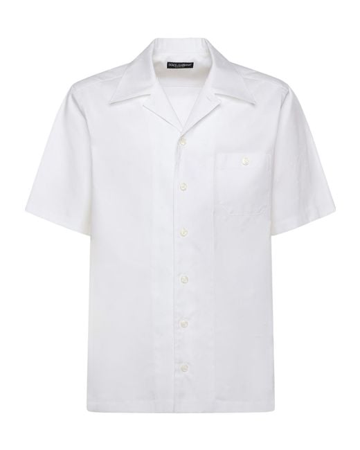 Dolce & Gabbana White Collared Short-Sleeve Shirt for men