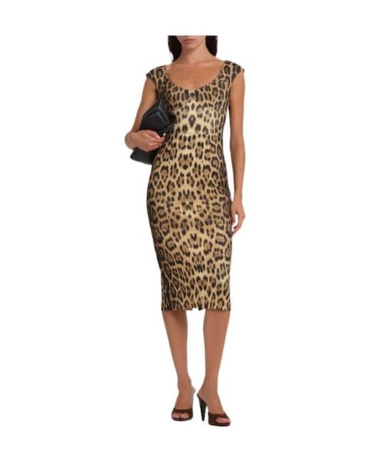 Roberto Cavalli Metallic Vneck Dress