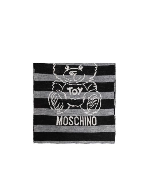 Moschino Black Striped Logo Intarsia Scarf for men