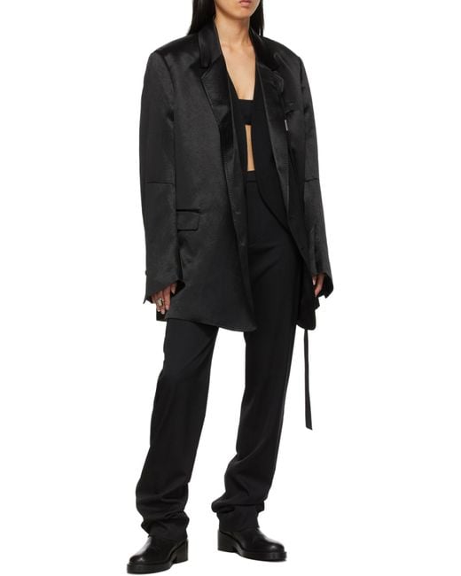 Ann Demeulemeester Black Polished Oversize Button-Up Blazer