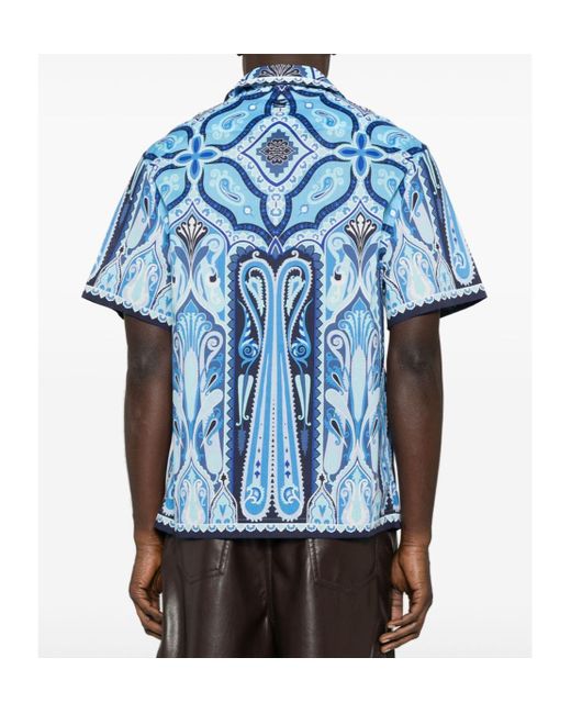 Etro Blue Shirt With Paisley Print for men