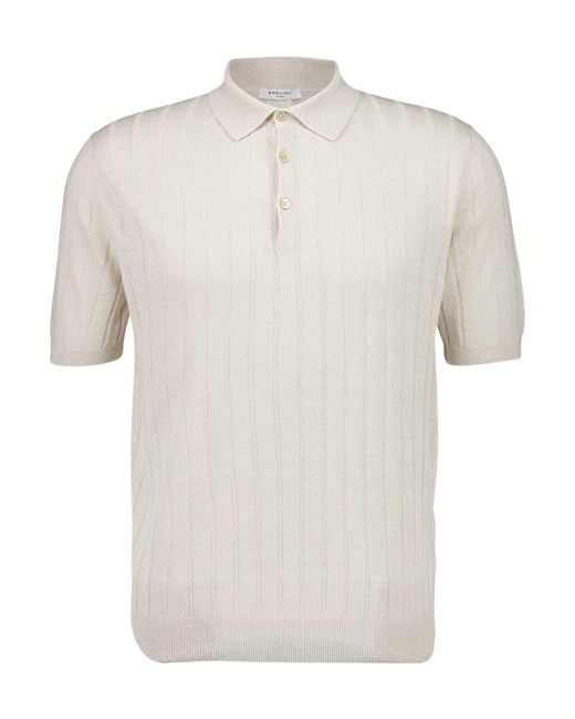 Boglioli White Button Detailed Knitted Polo Shirt for men