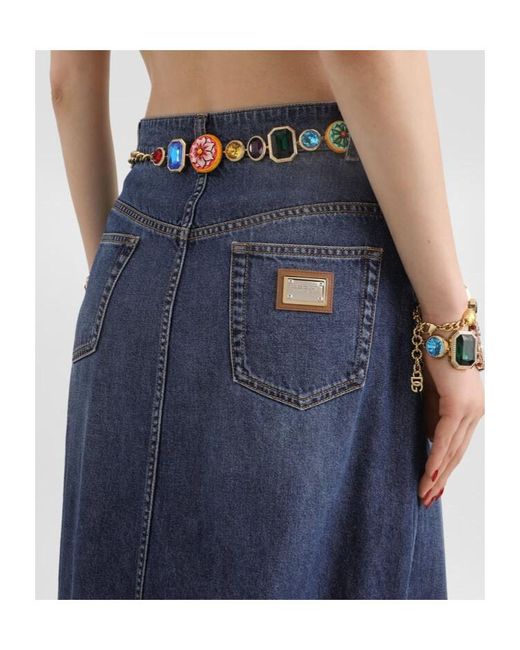 Dolce & Gabbana Blue Long Denim Skirt