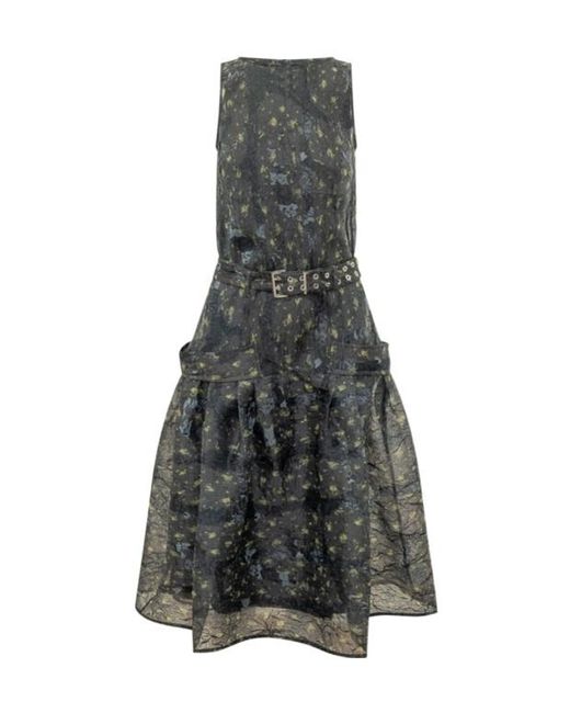 Ganni Gray Elegant Suit Dress With Artistic Detailing