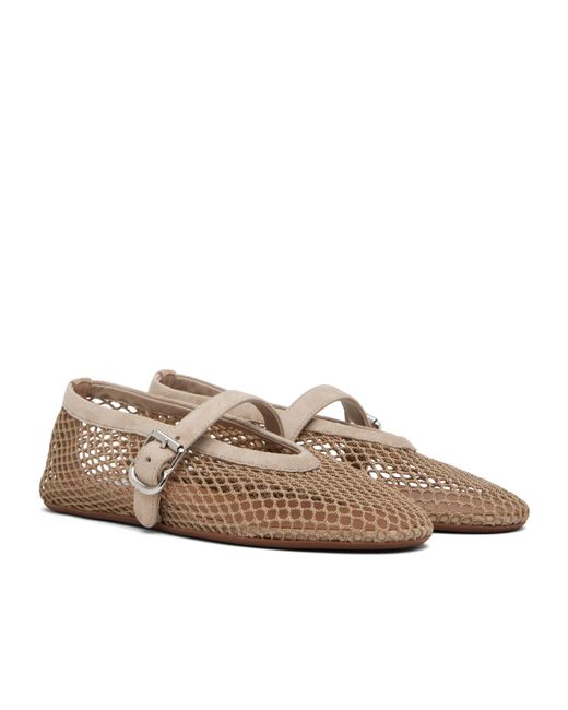 Alaïa Brown Alaïa Fishnet Buckled Ballet Flats