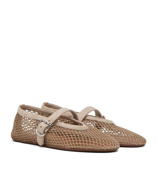 Alaïa Brown Alaïa Fishnet Buckled Ballet Flats