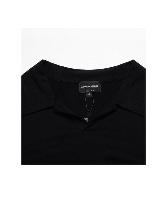 Giorgio Armani Black Stretch Short-Sleeved Jersey Polo Shirt for men