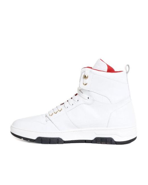 Giuliano Galiano White Legend Crocodile-Effect Sneakers for men