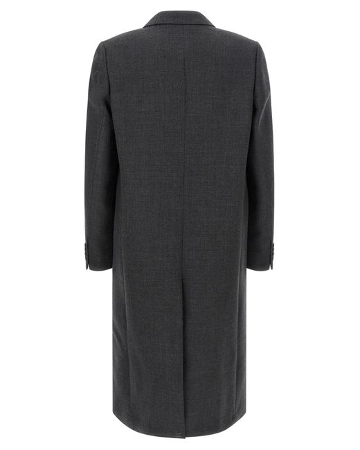 Dries Van Noten Black Double-Breasted Tailored Coat for men