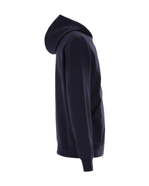 Brunello Cucinelli Gray Cotton Fleece Topwear With Zip And Hood for men
