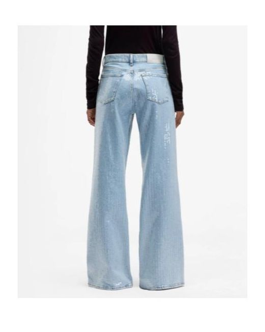 7 For All Mankind Blue High Waist Wide Leg Jeans