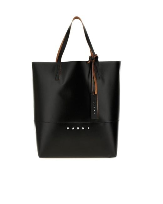 Marni Black Tribeca Logo Printed Tote Bag for men