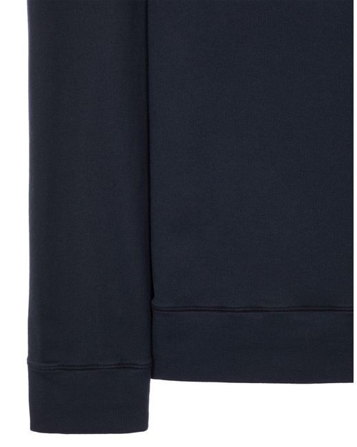Stone Island Blue Compass Logo Patch Crewneck Sweatshirt for men