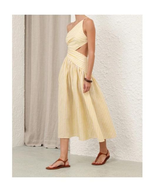 Zimmermann Metallic Cascadian Stripe-Pattern Midi Dress