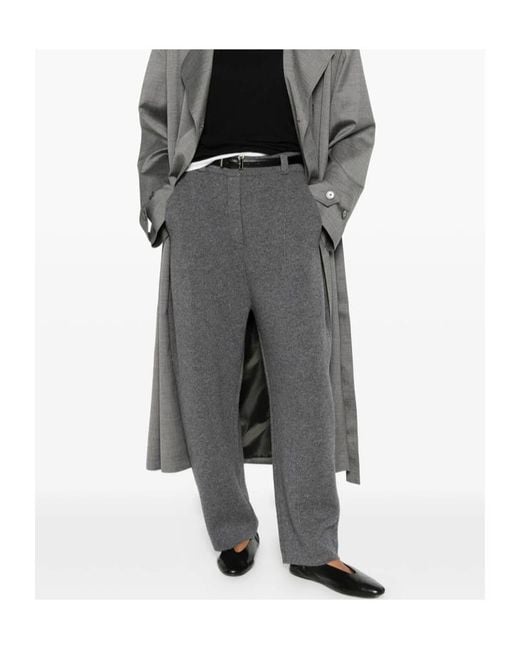 Lisa Yang Gray Wrenda Belt-Loop Knitted Trousers