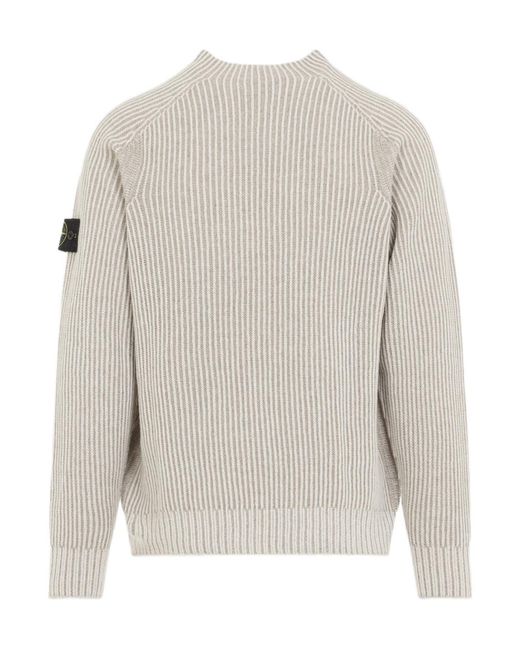 Stone Island White Logo Patch Crewneck Jumper for men