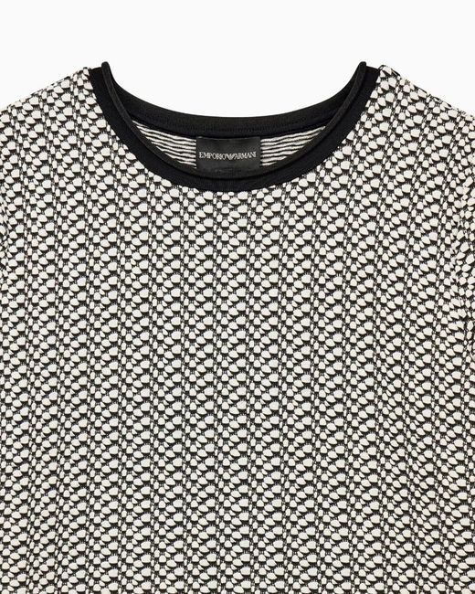 Emporio Armani Gray Geometric-Pattern Short-Sleeve Top