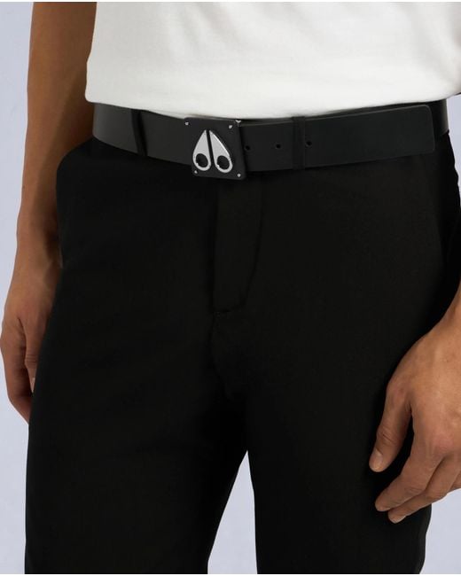 Moose Knuckles Black Logo Belt for men