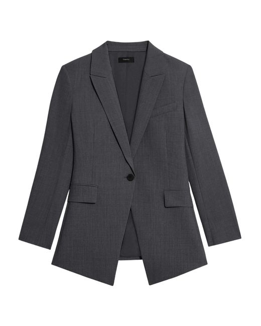 Theory Black Single-Breasted Tailored Blazer