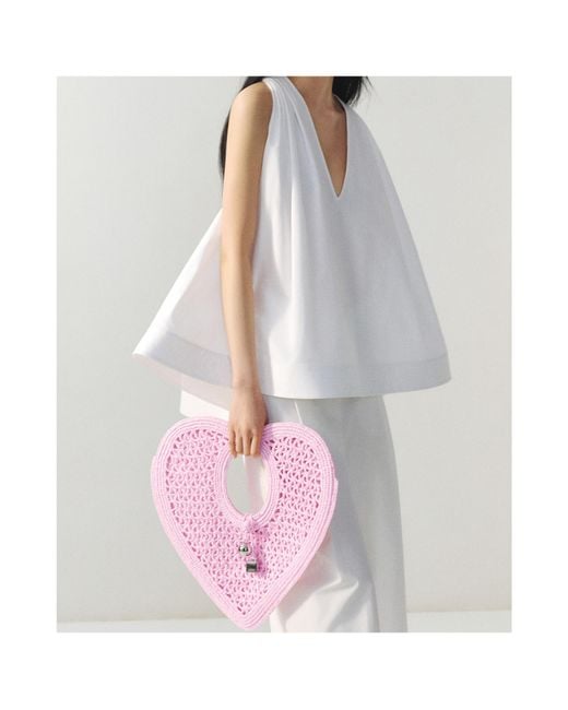 Jacquemus Pink The Spiaggia Coeur Top Handle Bag