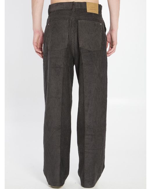 AMI Gray Wide Leg Corduroy Pants for men