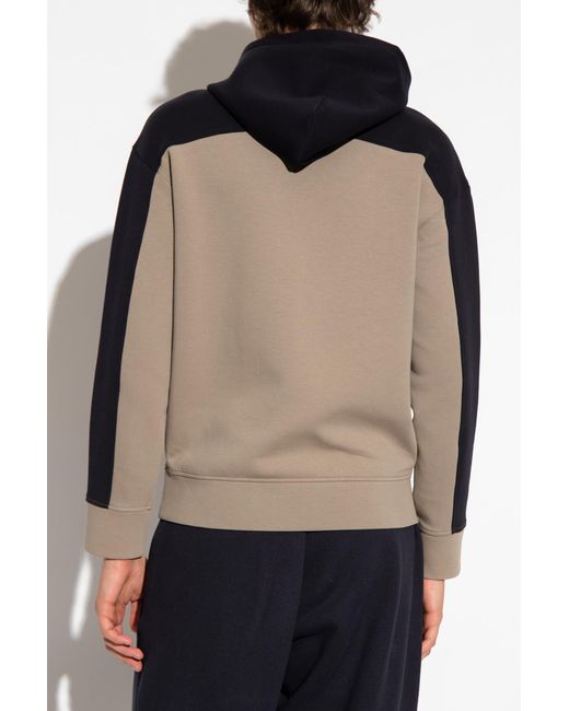 Emporio Armani Blue Logo-Embroidered Colour-Block Hoodie for men