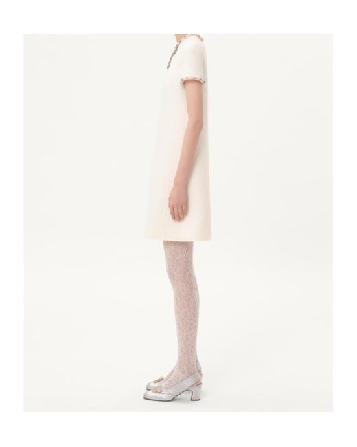 Valentino White Embroidered Crepe Couture Short Dress