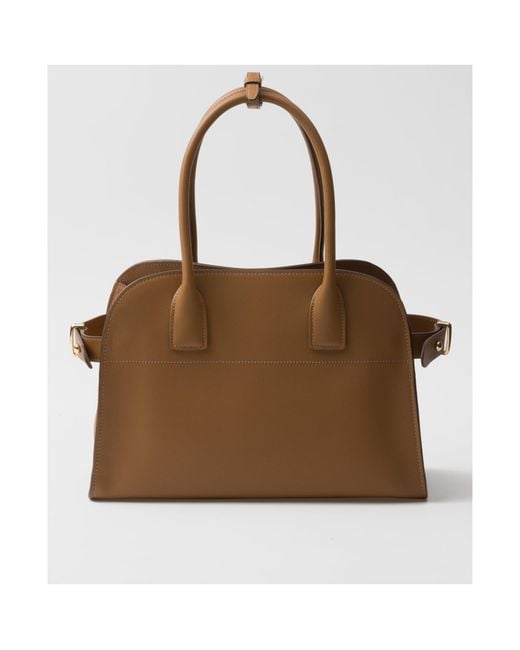 Prada Brown Logo-Lettering Medium Top Handle Bag