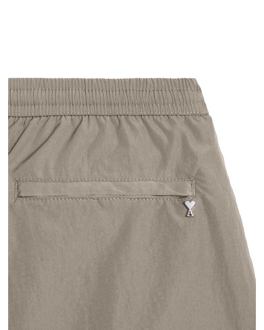 AMI Gray Logo Plaque Swim Shorts for men
