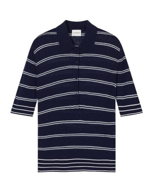 Closed Blue Striped Short-Sleeve Polo Top