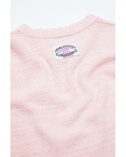 Acne Pink Crew-Neck Sweater for men
