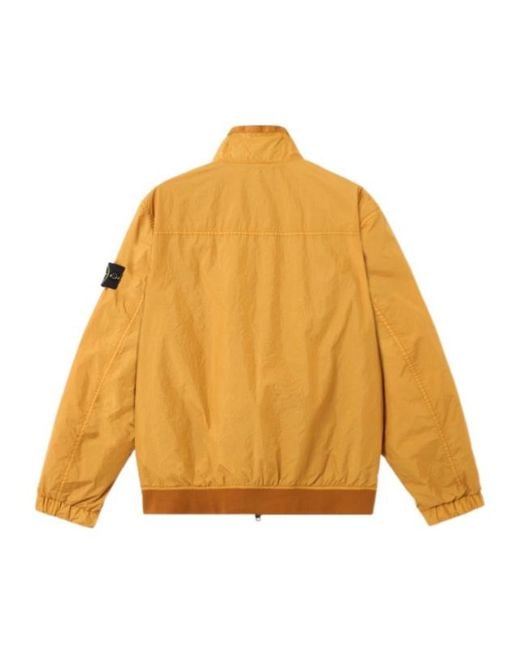 Stone Island Yellow Logo Patch Zip-Up Bomber Jacket for men