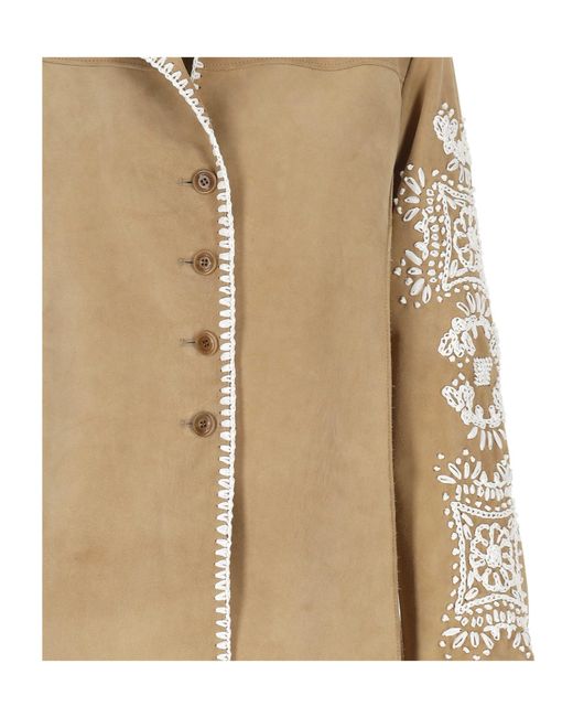 Ermanno Scervino Natural Embroidered Single Breasted Jacket