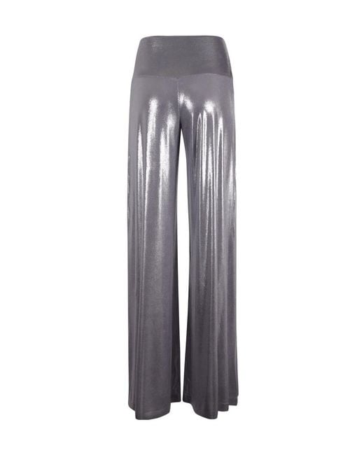 Norma Kamali Gray Metallic Flared Trousers