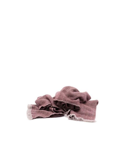 Brunello Cucinelli Purple Herringbone-Pattern Cashmere Scarf for men