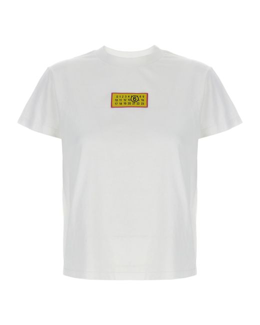 MM6 by Maison Margiela White Logo Label T-Shirt