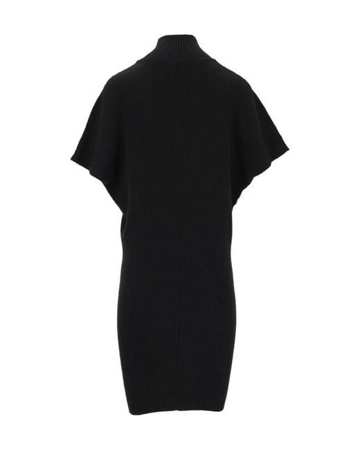FEDERICA TOSI Black Ribbed Short-Sleeve Dress
