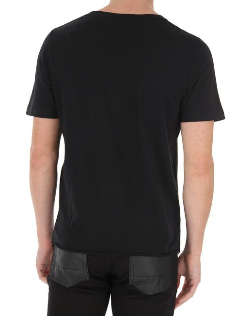 Saint Laurent Black Cotton Printed T-Shirt With Round Neck for men