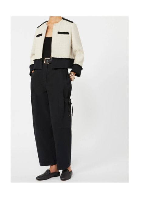Max Mara White Pagaia Fringed Trim Jacket