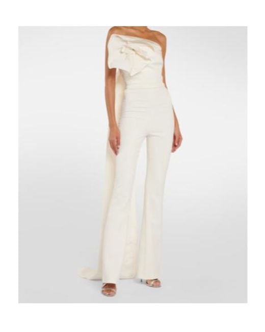 Safiyaa White Bridal Omi Crêpe Jumpsuit